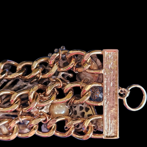 💀🦚Betsey "PINKTINA Collection Skull Peacock Bracelet A-B stones - NWT🦚💀 - Picture 15 of 15